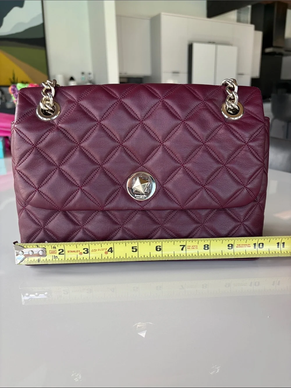 kate spade Quilted Burgundy Leather Chain Shoulder Bag